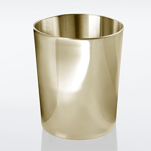 mDesign Round Metal Small 1.7 Gallon Recycle Trash Can Wastebasket, Garbage - Image 5