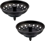 KONE Black Sink Basket Strainer Drain Stopper, 2 Pack Stainless Steel Matte by KONE