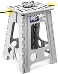 Delxo Folding Step Stool 17.5 Inch,Heavy Duty Step Stools for Adults,Non Slip Folding Stool with Handle,Premium Portable Foldable Step Stool for Kitchen Bathroom Bedroom Up to 400LBS,(Grey,1PC) by Delxo