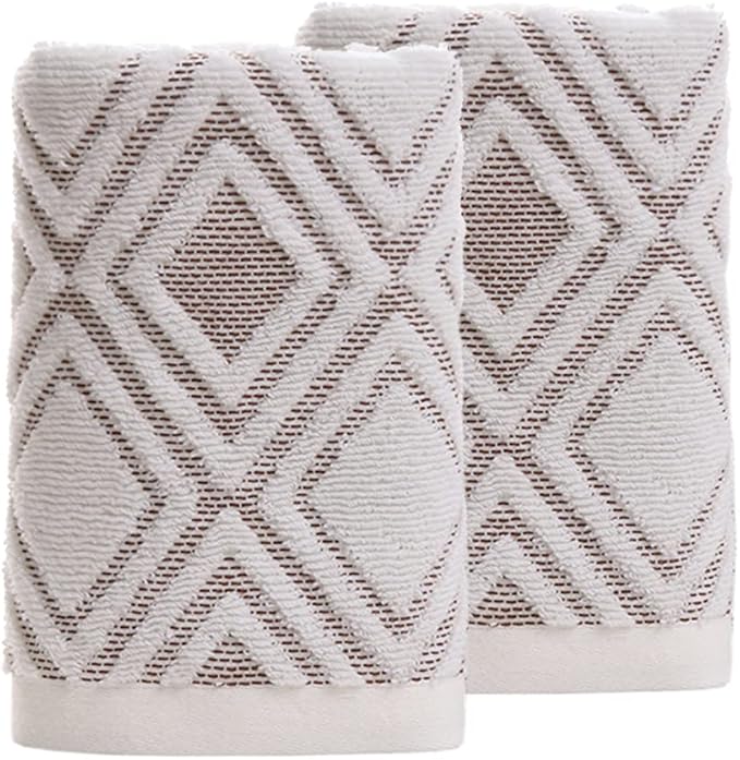 Pidada Hand Towels Set of 2 Diamond Pattern 100% Cotton Absorbent Soft by Pidada