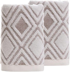 Pidada Hand Towels Set of 2 Diamond Pattern 100% Cotton Absorbent Soft by Pidada