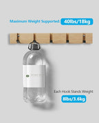 JSVER Wooden Coat Hooks Coat Rack Wall Mount, Space-Saving Coat Rack - Image 7