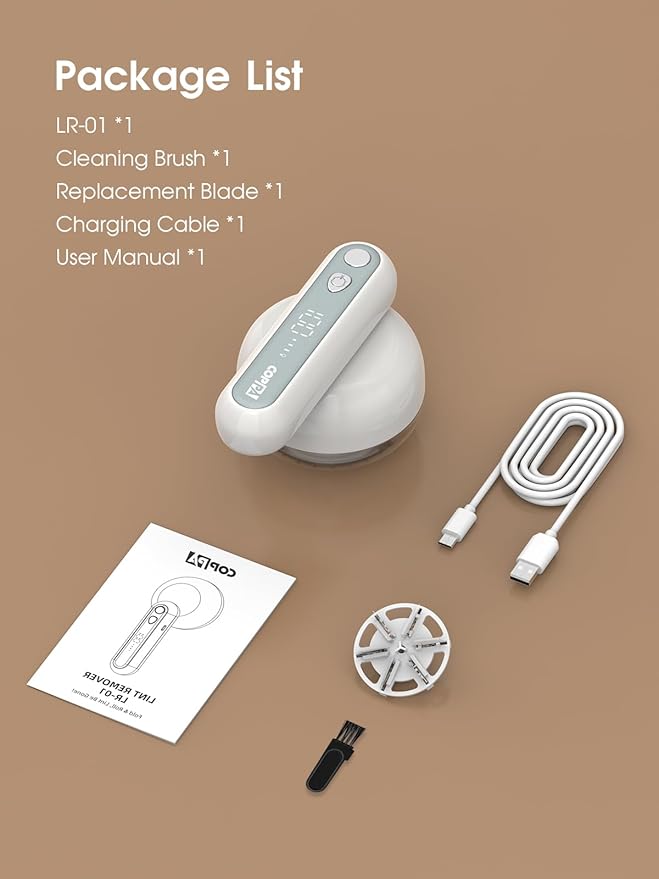 COPPA Lint Remover, LR-01 Remove Fuzz Lint USB-C Rechargeable 6 Blades & 3 - Image 7