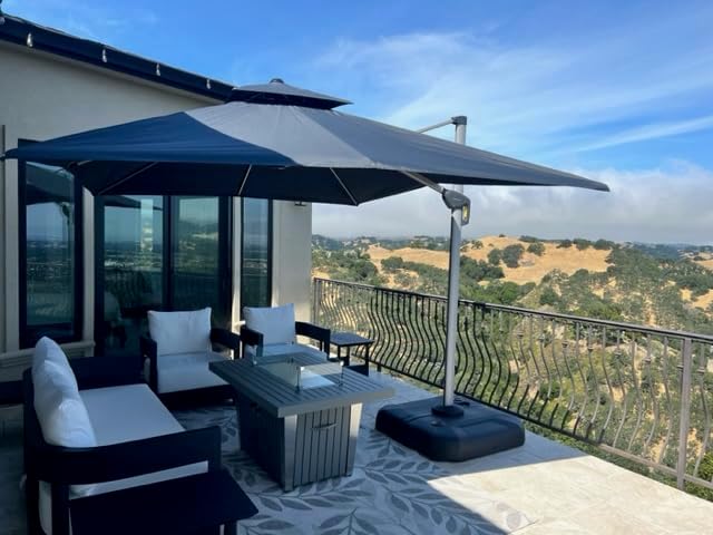 PURPLE LEAF 10ft Patio Umbrella Outdoor Square Umbrella Large Cantilever Umbrella Windproof Offset Heavy Duty Sun for Garden Deck Pool Patio, Navy Blue - Image 2