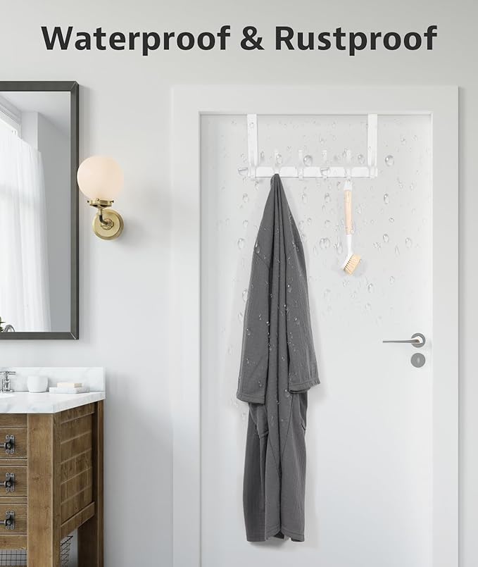 Door Hooks for Hanging, Over The Door Towel Racks for Bathroom, Coat Rack Door - Image 7