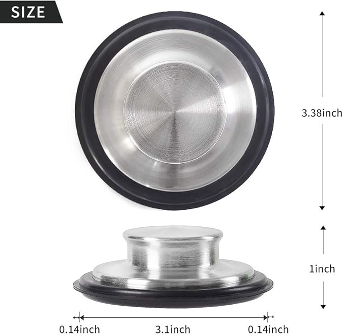 2 PCS Stainless Steel Kitchen Sink Stopper, Large Wide Rim 3.38" Diameter - Image 2