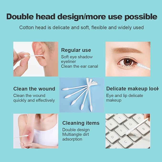 Individually Wrapped Cotton Swabs, Travel Cotton Swabs, Cotton Stick, Pointed - Image 2