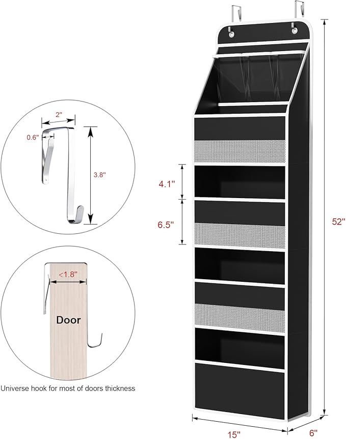 Univivi 5-Shelf Fabric Door Storage Over Door Hanging Organizer - Image 3