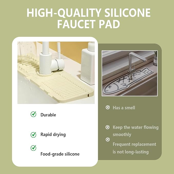 Faucet Mat for Kitchen Sink Splash Guard, 17.5"X5.5" Silicone Sink Splash Guard - Image 6