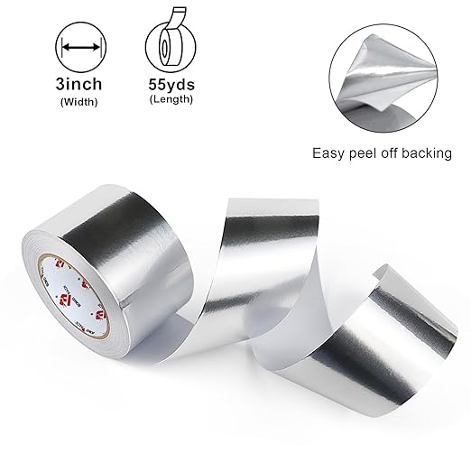 BOMEI PACK Aluminum Foil Tape, Heavy Duty Metal Duct Tape, High Temperature - Image 3