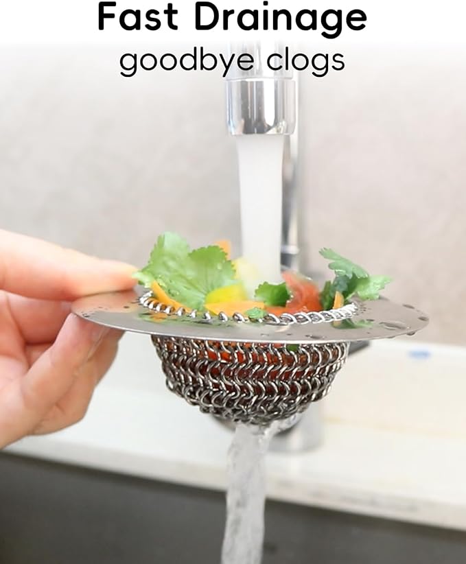 TRAPMATE 2 Pcs Kitchen Sink Drain Strainer, Stainless Steel Sink Strainer Basket - Image 3