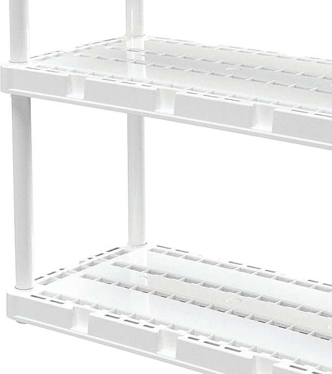 Gracious Living 4 Pack Light Duty Storage Shelves, Knect-A-Shelf 4-Shelf Ventilated Shelving Rack Organizer for Home, Garage, Basement & Laundry, White - Image 8