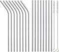 16 Pack of Reusable Stainless Steel Metal Straws, 8 Straight + 8 Bent 8.5 inch by ANNVCHI