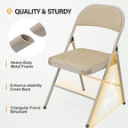 VINGLI 20 Pack Folding Chairs with Padded Seats, Metal Frame with Pu Leather Seat & Back, Capacity 350 lbs, Set of 20, Khaki - Image 4