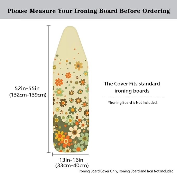 Hippie Flower Ironing Board Cover and Pad, Stretch Thick Scorch Resistant - Image 5