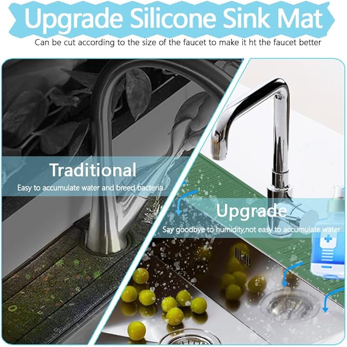 Kitchen Faucet Splash Mat, 24 inch Silicone Sink Splash Guard Drying Mat - Image 6