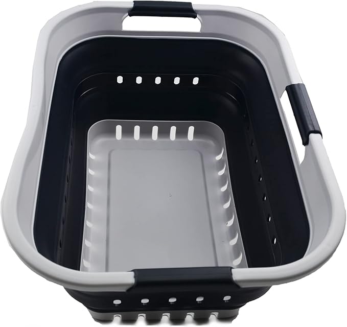 SAMMART 30L Collapsible 3 Handled Plastic Laundry Basket by SAMMART
