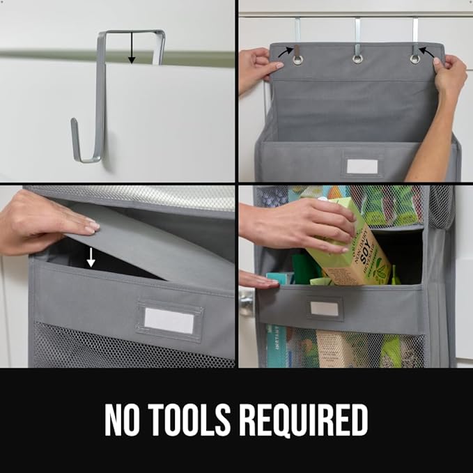 GORILLA GRIP Over The Door Organizer Storage, 5 Deep Hanging Shelves, Holds - Image 7