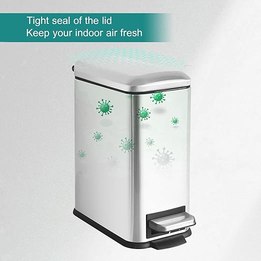 Small Bathroom Trash Can with Lid, 1.3 Gallon Stainless Steel Trash Can with - Image 9