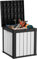 EasyUp 50 Gallon Deck Box Outdoor Storage Box for Patio Furniture,Outdoor Cushions,Garden Tools and Pool Supplies,Waterproof,Resin（Black&White） by EASYUP