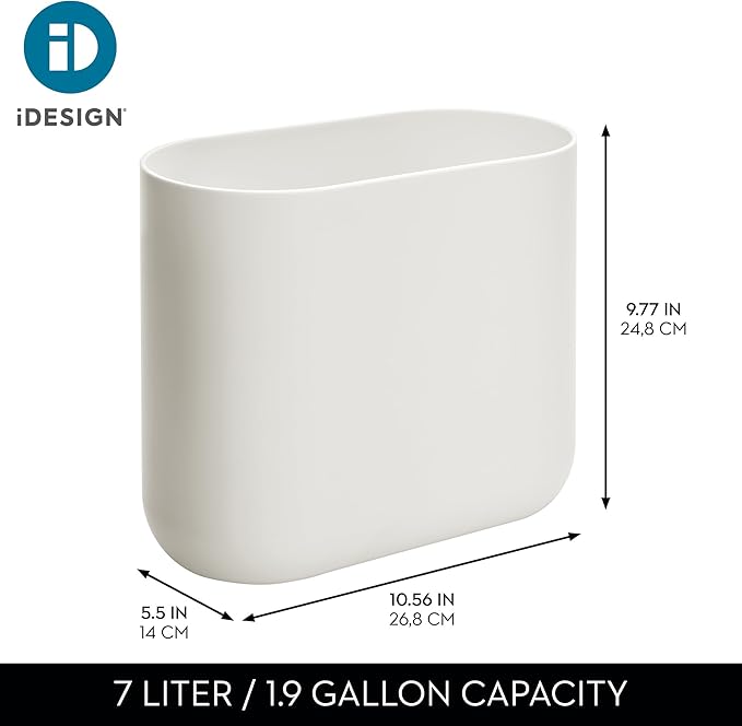 iDesign Small Slim Plastic Bathroom Trash Can, Garbage Can - Image 4