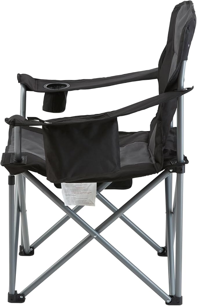VEVOR Oversized Camping Folding Chair, Portable Heavy Duty Outdoor Quad Lumbar Back Padded with Side Pockets, Cup Holder and Cooler Bag for Beach, Lawn, Picnic, Fishing, Backpacking, Black - Image 10