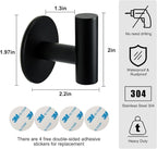 Self Adhesive Towel Hook Matte Black Coat Hook Brushed Nickel SUS304 Stainless - Image 2