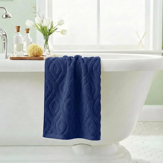 Artoid Mode 1 Pc Navy Blue 3D Diamond Grid Jacquard Hand Towels - Image 4