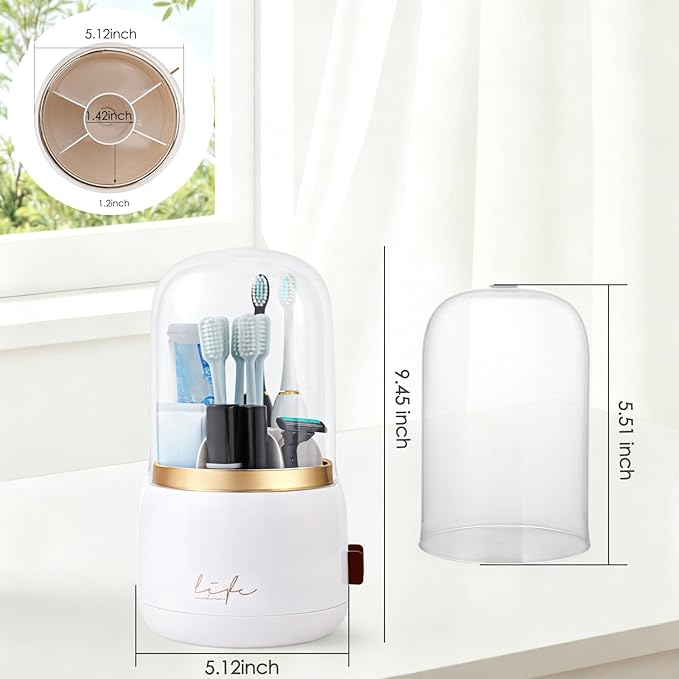 Toothbrush Holders for Bathrooms, Rotating 5-Slot - Image 2