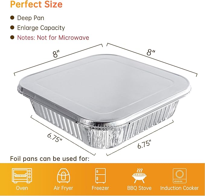 8x8 Aluminum Pans with Lids - Image 3