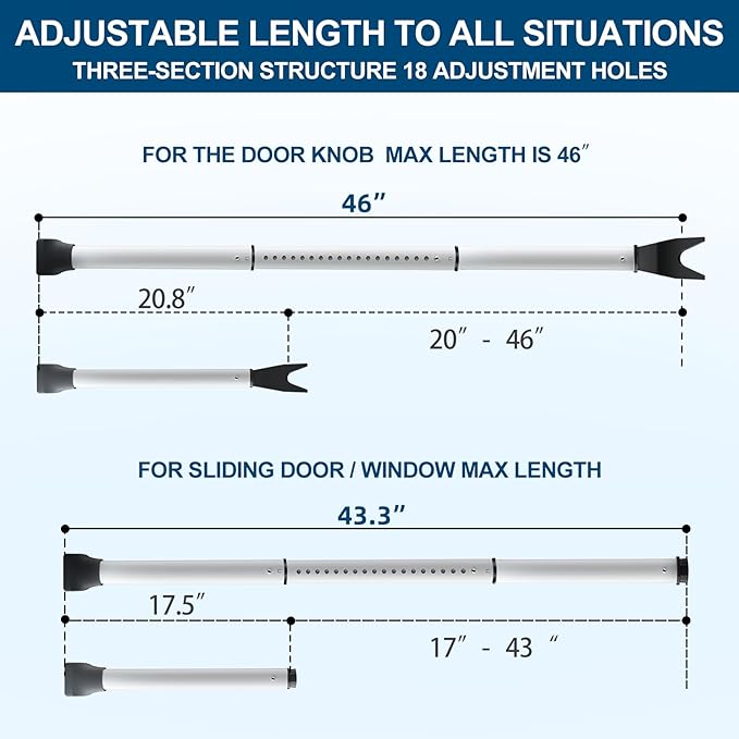 Rerishom Door Security Bar, Door Stoppers Security bar, Heavy Duty Door Lock - Image 3