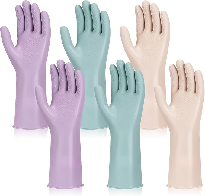 LoveBB 6 Pairs Rubber Cleaning Gloves, Reusable Dishwashing Gloves Non-Slip by LoveBB