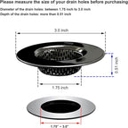 1.75" Bathtub Drain Strainers, Shower Drain Hair Catchers, Stainless Steel - Image 2