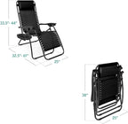 Best Choice Products Set of 2 Adjustable Steel Mesh Zero Gravity Lounge Chair Recliners w/Pillows and Cup Holder Trays - Black - Image 3