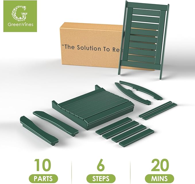 GREENVINES Outdoor Rocking Chairs | Set of 4 | Porch Rocker | HDPE Plastic | Forest | Oversized Rockers | High Back | Big & Tall | Ladder Back | for Patio Outside Backyard Balcony Garden - Image 8