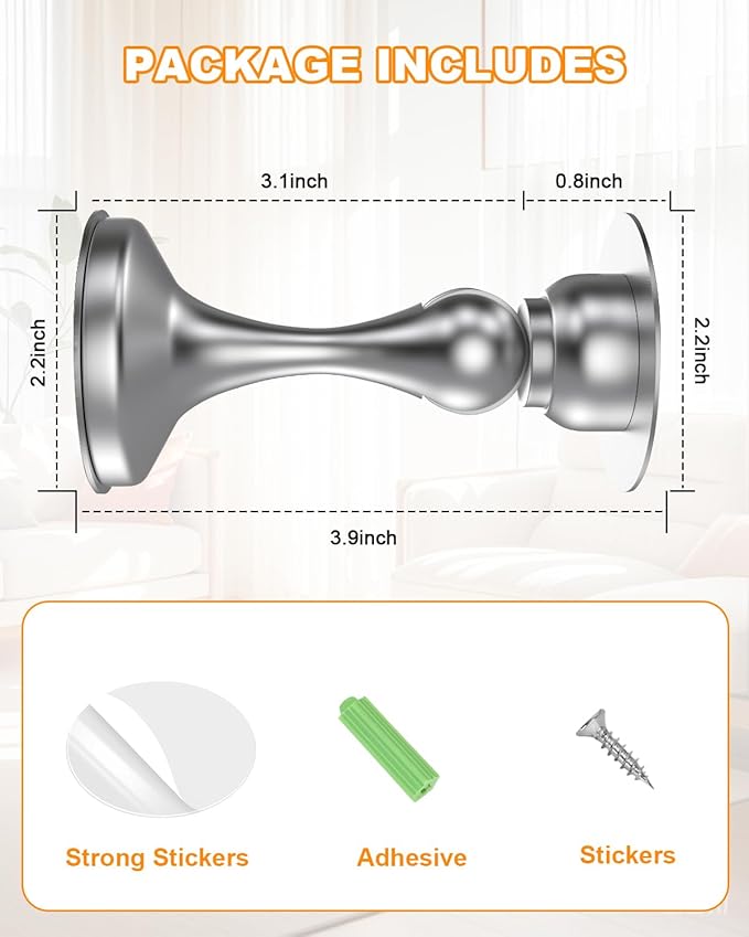 Crosize Magnetic Door Stoppers 6 Pack, Stainless Steel Door Stops - Image 5