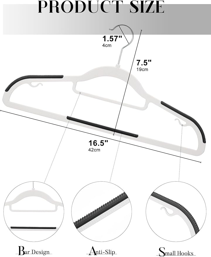 HOUSE DAY Quality Plastic Hangers 30 Pack, Non Slip Plastic Clothes Hangers - Image 7