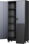 Yizosh Metal Garage Storage Cabinet with Locking Doors and Adjustable Shelves,- 75" Rolling Steel Tool Cabinet for Home Office,Garage,Warehouse by Yizosh
