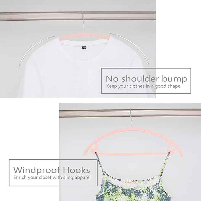 MIZGI Premium Velvet Hangers 60 Pack Heavyduty- Non Slip No Shoulder Bump Suit - Image 5