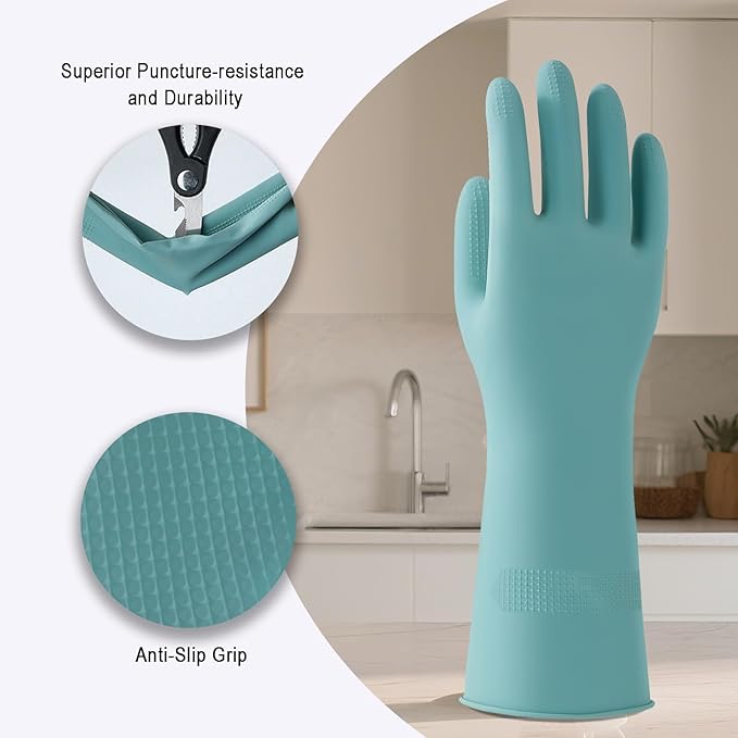 Bamllum 4 Pairs Dishwashing Gloves – Reusable Rubber Cleaning Gloves - Image 2