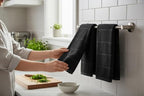 Serafina Home Black Textured Kitchen Hand Dish Towels 100% Cotton Cloth Soft - Image 4