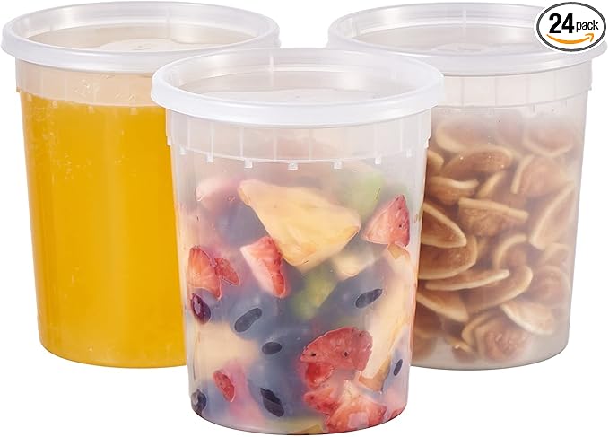 32oz Plastic Deli Containers, 24 Sets by FULING
