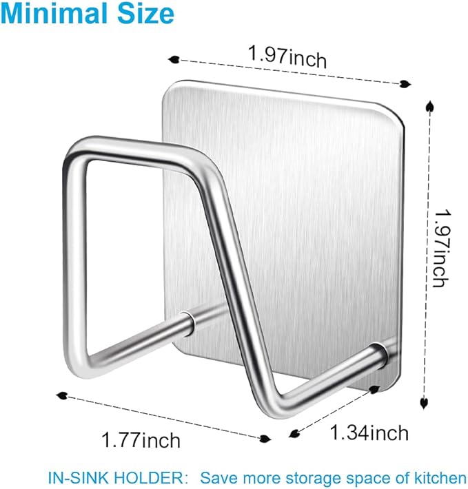 ESINAM 2Pcs Sponge Holders for Kitchen Sink, Strong Adhesive Small Sponge Holder - Image 6