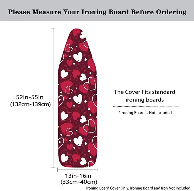 Heart Cute Ironing Board Cover Romantic Standard Size 15″x54″ Ironing Board - Image 5