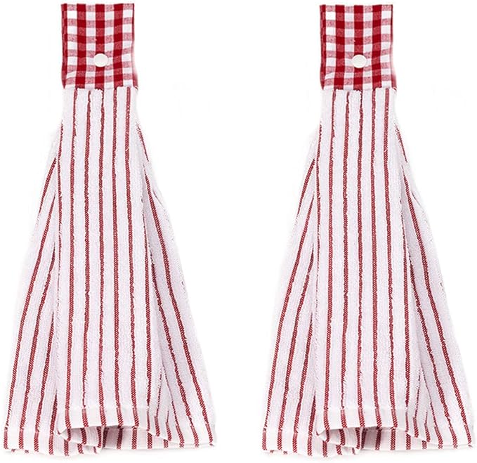 2 Pcs Kitchen Cotton Classical Striped Towel/Absorbent Towel/Hanging by Vimeet