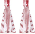 2 Pcs Kitchen Cotton Classical Striped Towel/Absorbent Towel/Hanging by Vimeet