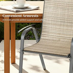 MAMIZO Patio Dining Chairs, Stackable All Weather Teslin Chair, Heavy Duty Outdoor Breathable Chairs Set, w/Armrests, Upgraded Chair FeetW/Strenthened Iron Spacers, 330 LBS (8, Brown) - Image 8