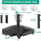 Umbrella Base with Wheels, Umbrella Stand Base Heavy Duty 100lb Windproof, Fillable Umbrella Base Mobile Square Umbrella Stand Outdoor Base for Patio, Deck, Poolside, Lawn, Fits Most Sized Umbrellas - Image 3