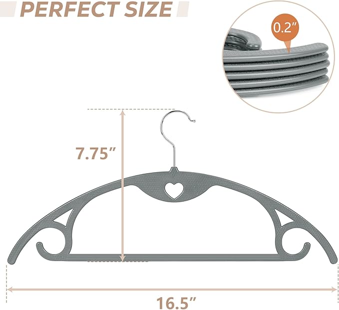 Grey Plastic Hangers 50 Pack: No Shoulder Bumps Ultra Thin Plastic Hanger - Image 8