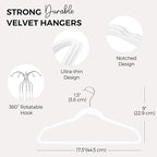 HOUSE DAY Premium Velvet Hangers 100 Pack White, Non-Slip Flocked Felt Hangers - Image 7